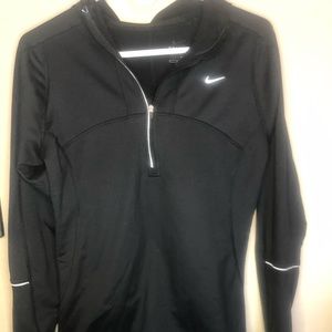Nike Pullover Womens Small Black Long Sleeve Hoodie Pullover Running Dri Fit H6